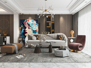 现代简约高级感新中式复古风客厅