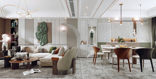 现代简约高级感新中式复古风客厅