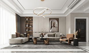 现代简约高级感新中式复古风客厅