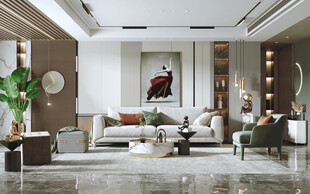 现代简约高级感新中式复古风客厅