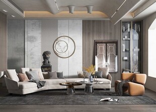 现代简约高级感新中式复古风客厅