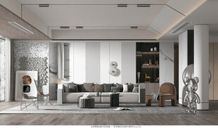 现代简约高级感新中式复古风客厅