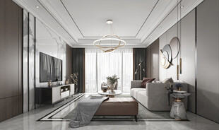 现代简约高级感新中式复古风客厅