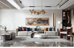 现代简约高级感新中式复古风客厅