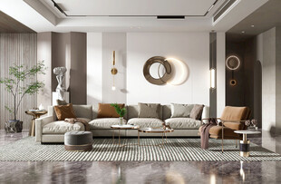 现代简约高级感新中式复古风客厅