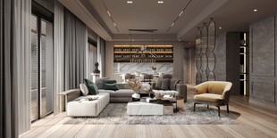 现代简约高级感新中式复古风客厅
