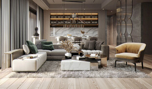 现代简约高级感新中式复古风客厅