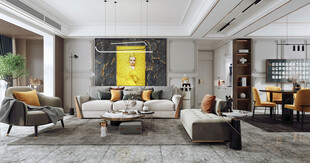 现代简约高级感新中式复古风客厅