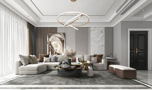 现代简约高级感新中式复古风客厅