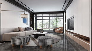 现代简约高级感新中式复古风客厅