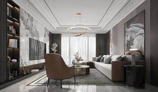 现代简约高级感新中式复古风客厅