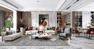 现代简约高级感新中式复古风客厅