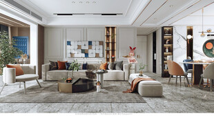 现代简约高级感新中式复古风客厅