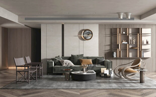 现代简约高级感新中式复古风客厅