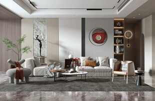 现代简约高级感新中式复古风客厅