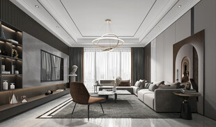 现代简约高级感新中式复古风客厅