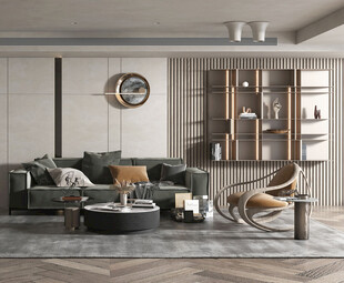 现代简约高级感新中式复古风客厅