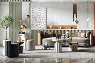 现代简约高级感新中式复古风客厅