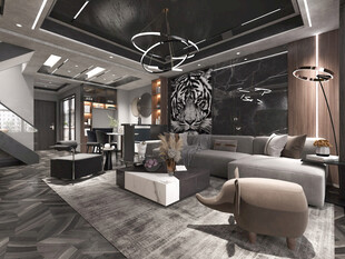 现代简约高级感新中式复古风客厅