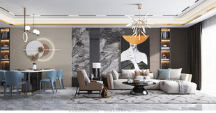 现代简约高级感新中式复古风客厅