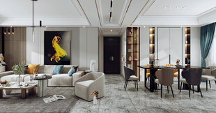 现代简约高级感新中式复古风客厅