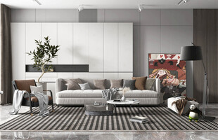 现代简约高级感新中式复古风客厅