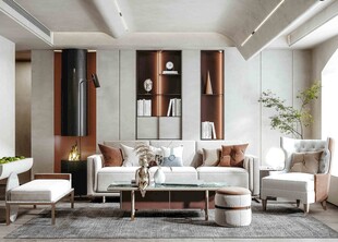 现代简约高级感新中式复古风客厅