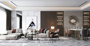 现代简约高级感新中式复古风客厅