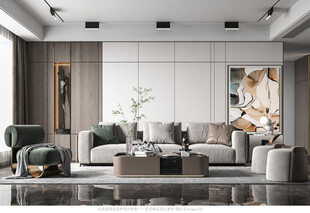 现代简约高级感新中式复古风客厅