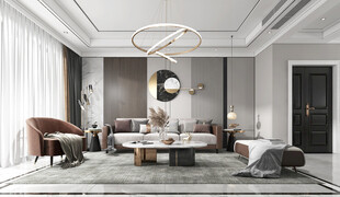 现代简约高级感新中式复古风客厅