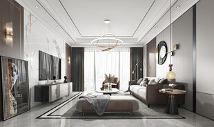 现代简约高级感新中式复古风客厅