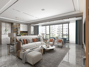 现代简约高级感新中式复古风客厅