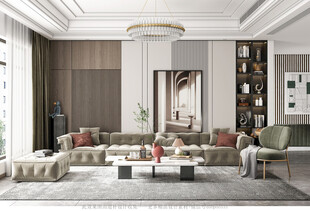 现代简约高级感新中式复古风客厅