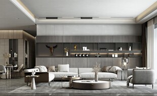 现代简约高级感新中式复古风客厅