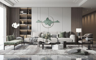 现代简约高级感新中式复古风客厅