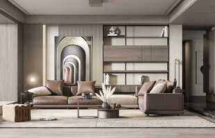 现代简约高级感新中式复古风客厅