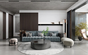 现代简约高级感新中式复古风客厅