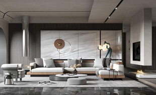 现代简约高级感新中式复古风客厅