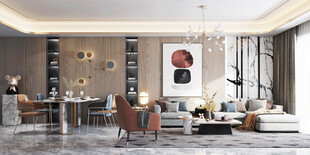 现代简约高级感新中式复古风客厅