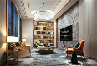 现代简约高级感新中式复古风客厅