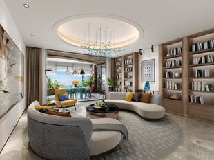 现代简约高级感新中式复古风客厅