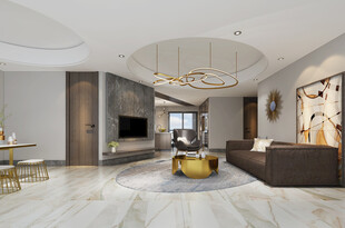 现代简约高级感新中式复古风客厅