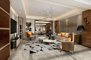 现代简约高级感新中式复古风客厅