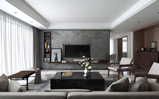现代简约高级感新中式复古风客厅