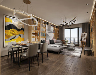 现代简约高级感新中式复古风客厅