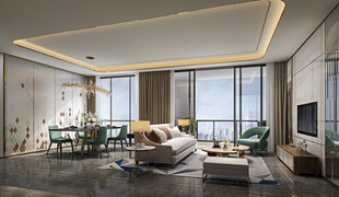 现代简约高级感新中式复古风客厅