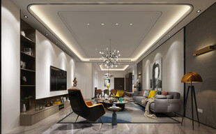 现代简约高级感新中式复古风客厅