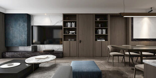 现代简约高级感新中式复古风客厅