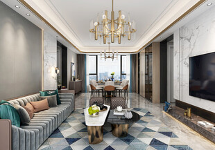 现代简约高级感新中式复古风客厅