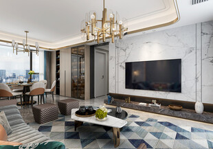 现代简约高级感新中式复古风客厅
